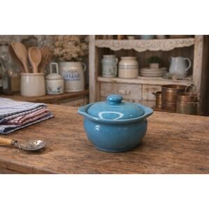 Red Wing Gypsy Trail Blue Individual Casserole Dish w Lid 4" Vintage Stoneware